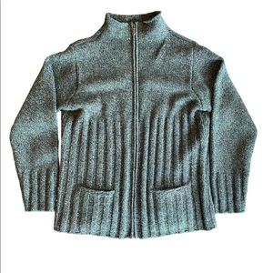 Nan Hadden Studio full zip wool sweater cozy dark earth green women’s size M